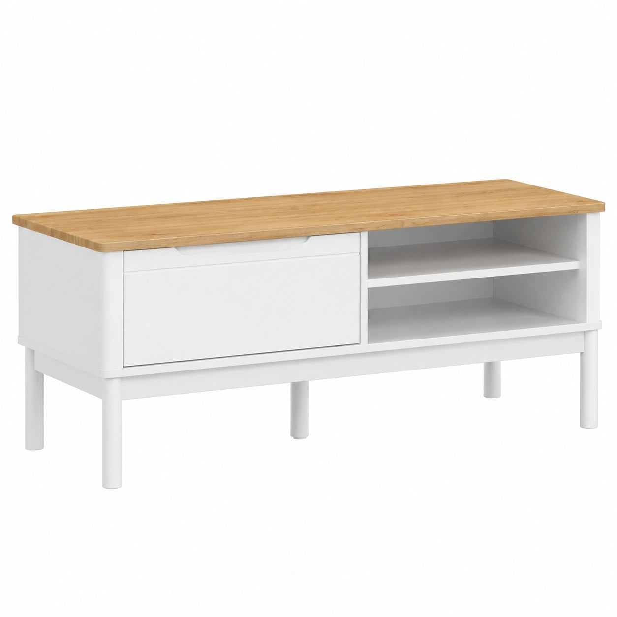 Bank – 115 × 40 × 45 cm, mit Stauraum, mit Schubladen, aus Kiefernholz, für Wohnzimmer und Flur