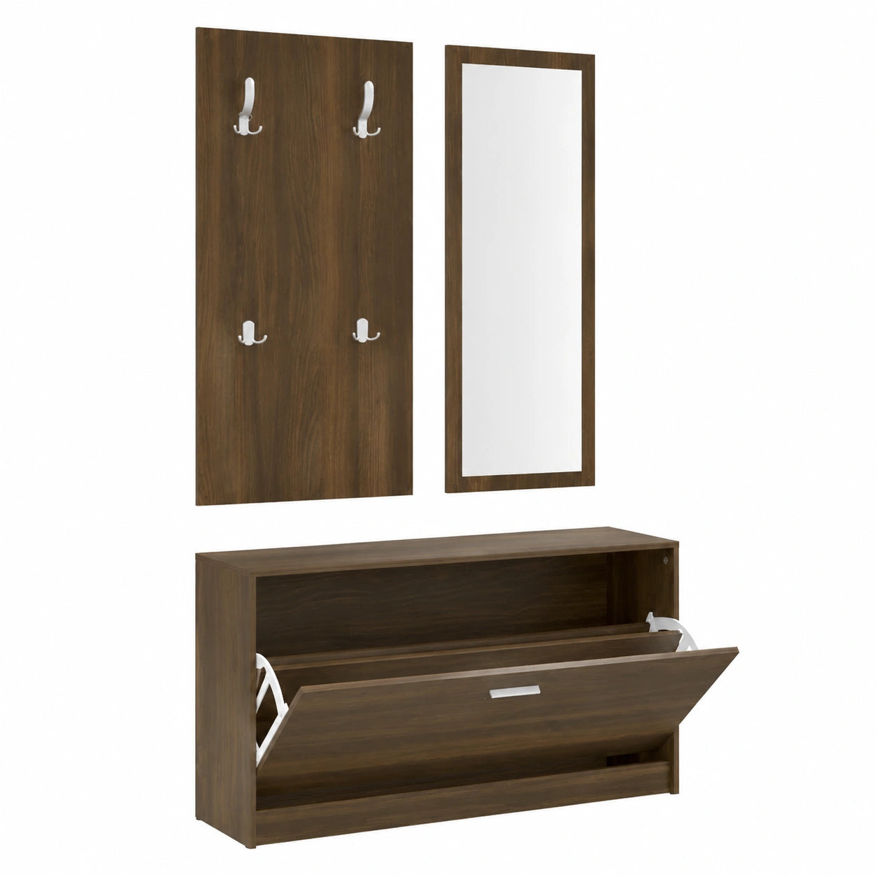 Flurmöbel-Set – 3-teilig, 80 × 27 × 46,5 cm, mit Stauraum, aus Holzwerkstoff, Braun, für Flur