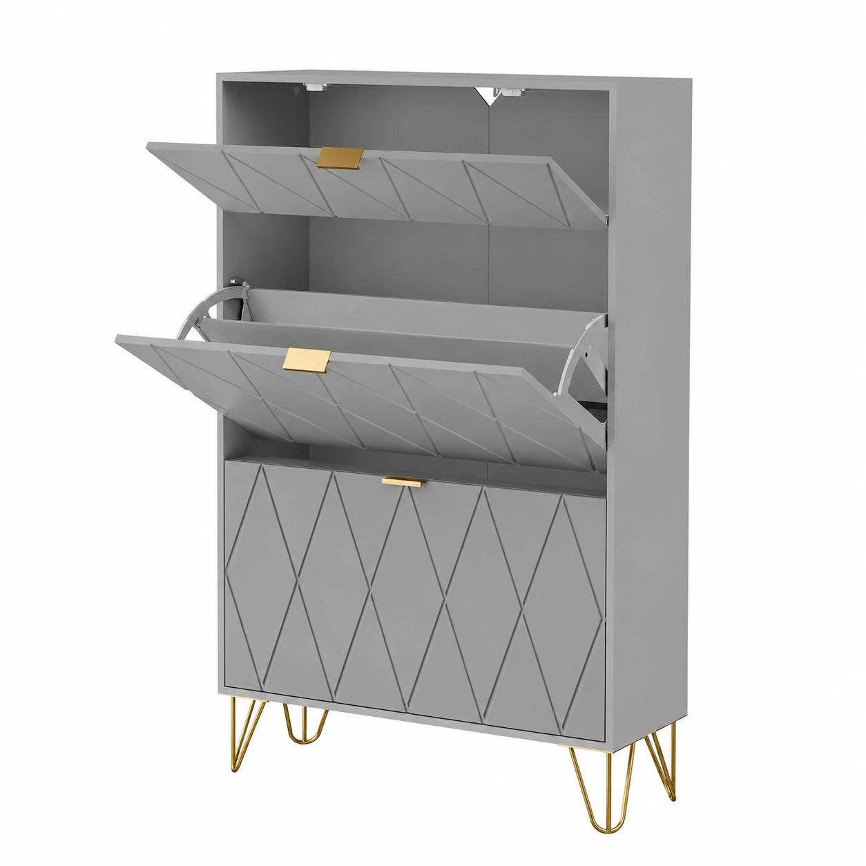 Schuhschrank – 80 × 24 × 120 cm, mit Schubladen, Grau, für Flur