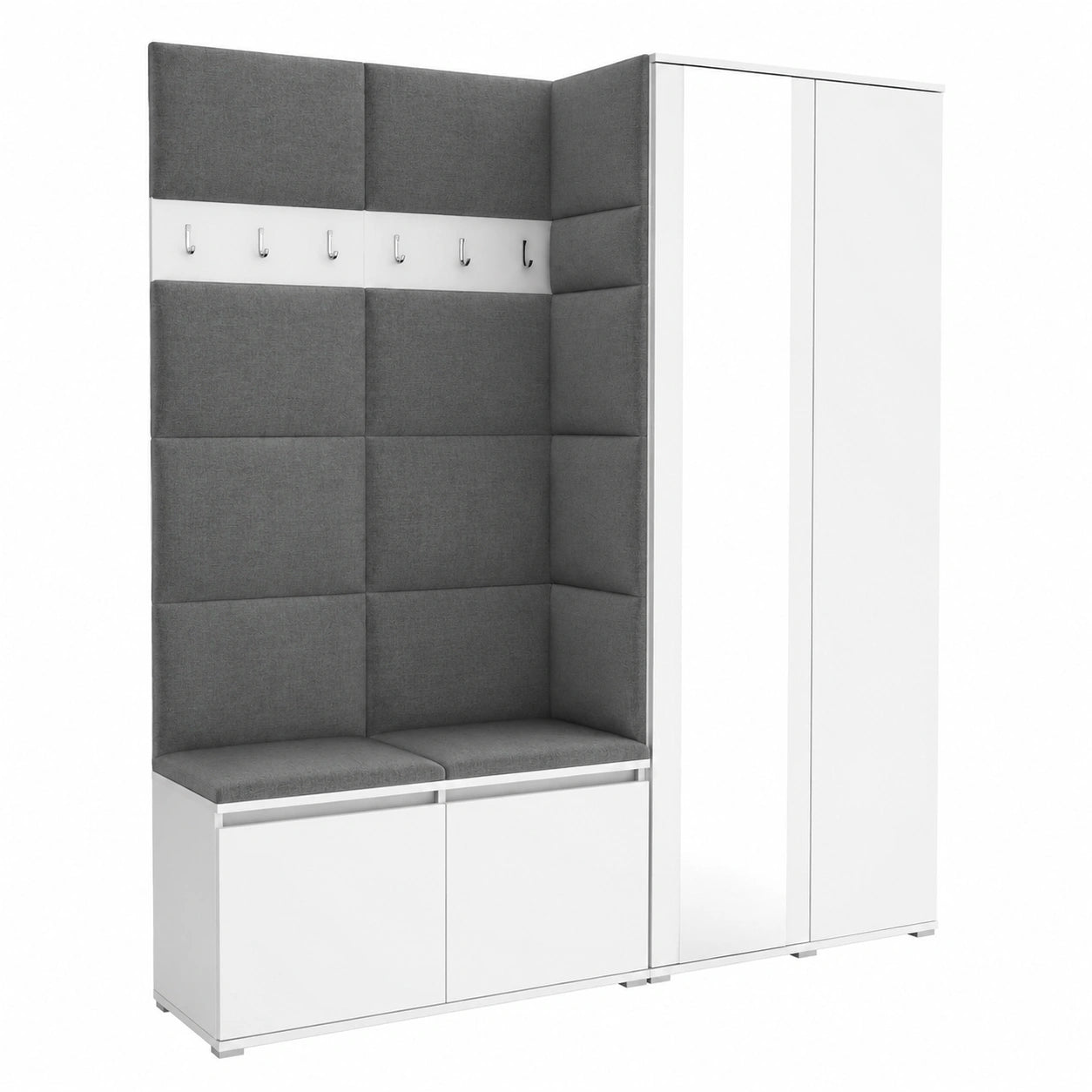 Flurgarderobe – gepolstert, Hellgrau, für Flur