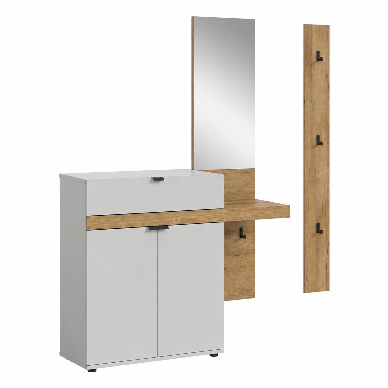 Garderobenschrank – 3-teilig, 148 × 194 × 37 cm, mit Stauraum, Grau