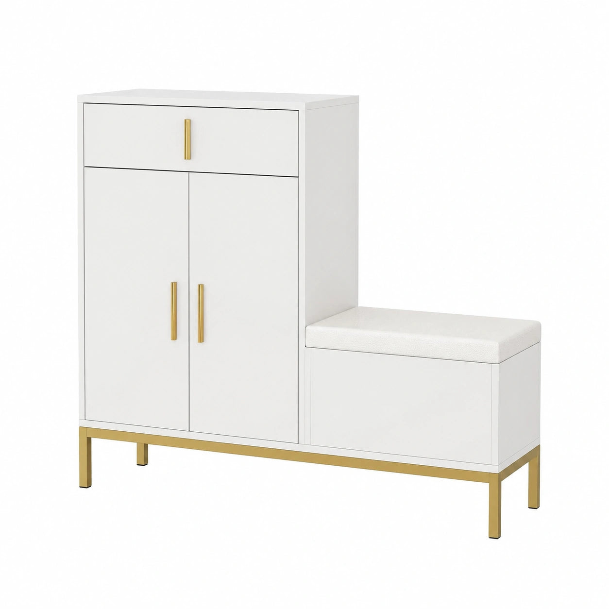 Schuhschrank – 30 cm, mit Schubladen, Gold, für Wohnzimmer und Flur
