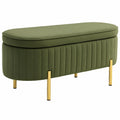 Sitzbank – 108 × 44 × 43,5 cm, gepolstert, mit Stauraum, Grün, für Wohnzimmer, Schlafzimmer und Flur