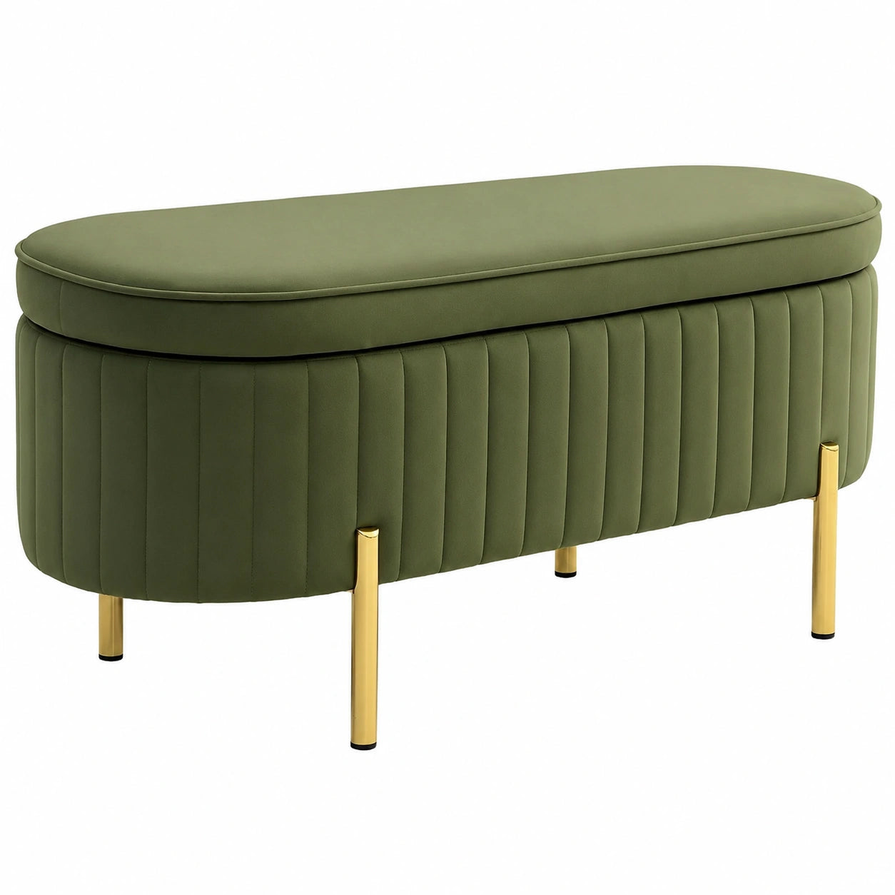 Sitzbank – 108 × 44 × 43,5 cm, gepolstert, mit Stauraum, Grün, für Wohnzimmer, Schlafzimmer und Flur