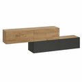 Flurgarderobe – 2 × 160 cm, runde Form, aus Eichenholz, Anthrazit und Gold, für Flur