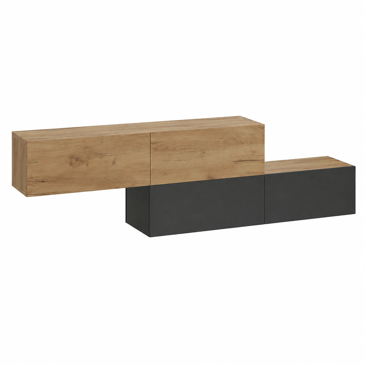 Flurgarderobe – 2 × 160 cm, runde Form, aus Eichenholz, Anthrazit und Gold, für Flur