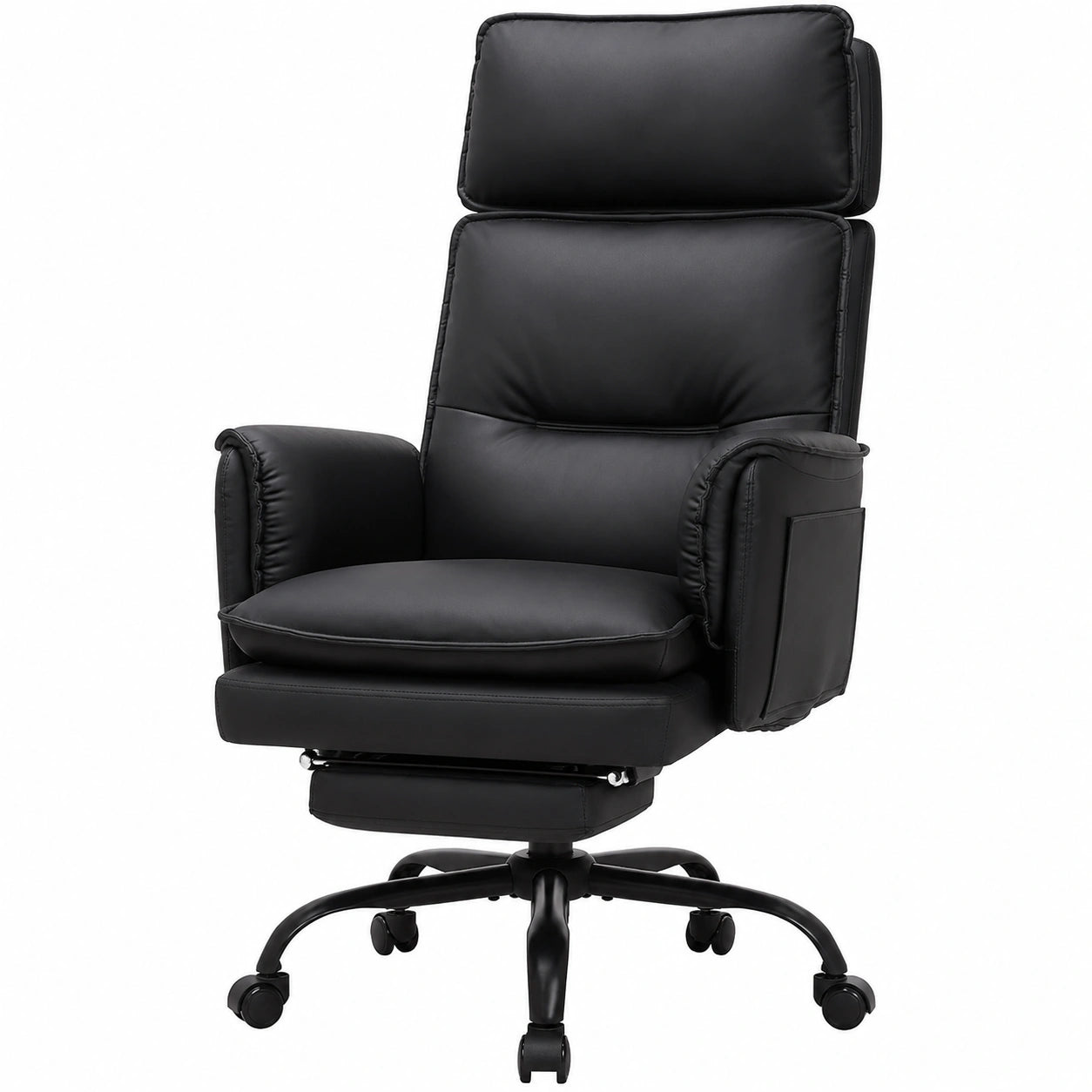 Bürostuhl – höhenverstellbar, aus Kunstleder, Schwarz