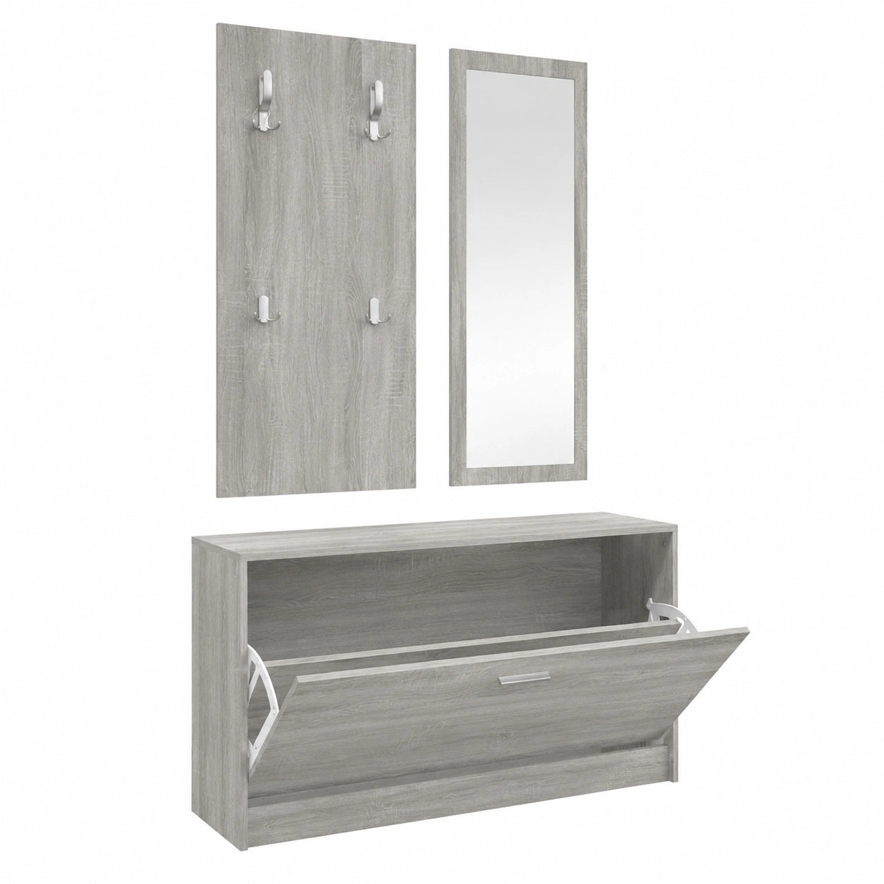 Flurmöbel-Set – 3-teilig, aus Holzwerkstoff, Grau, für Flur