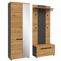 Garderobenschrank – 3-teilig, 160 × 190 × 37 cm, mit Stauraum, Grau